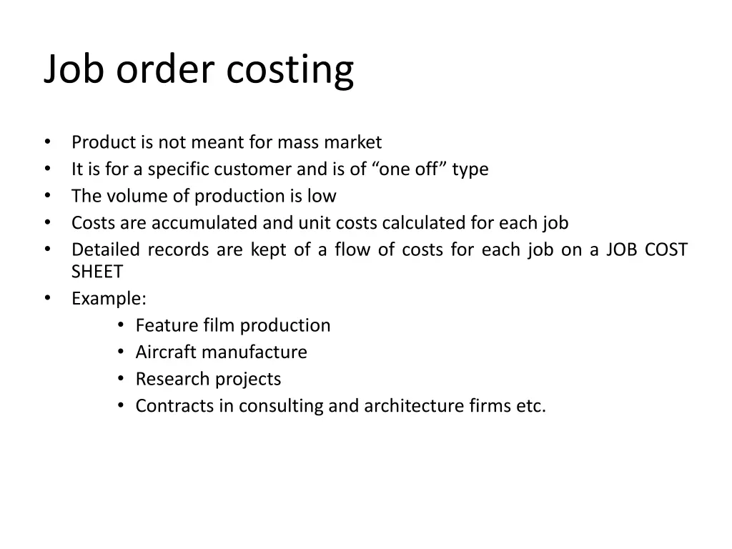 job order costing