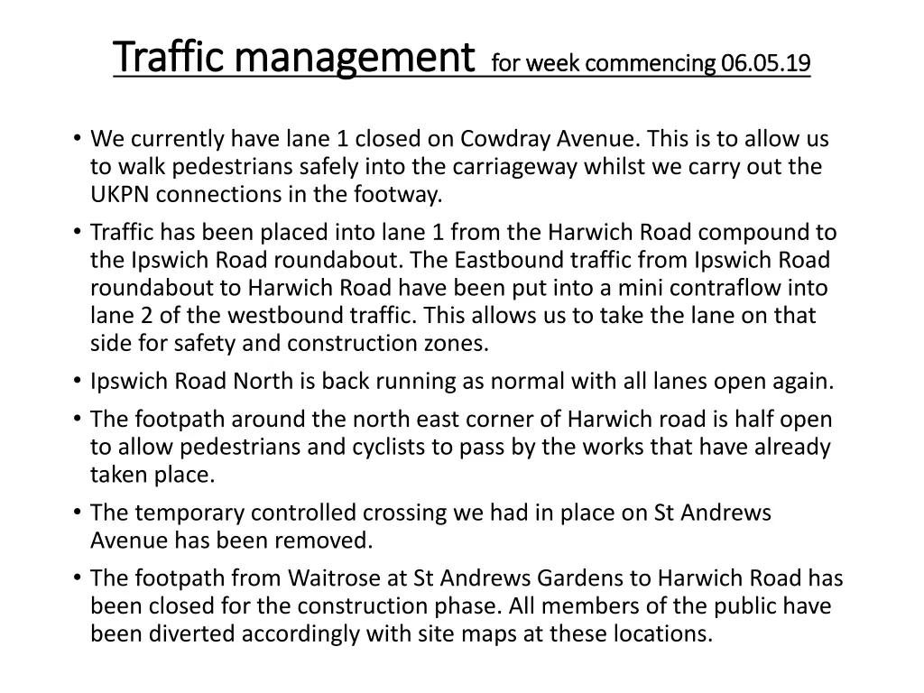 traffic management traffic management for week