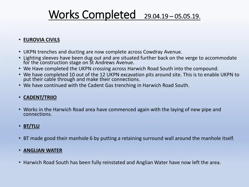 works completed works completed 29 04 19