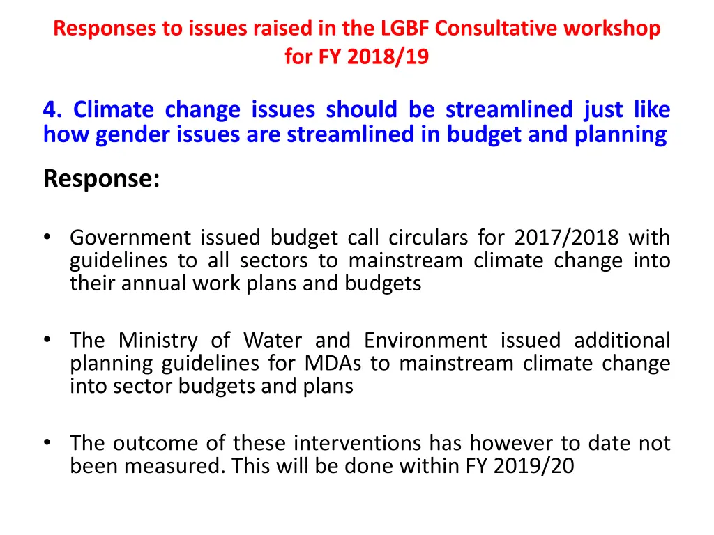 responses to issues raised in the lgbf 2