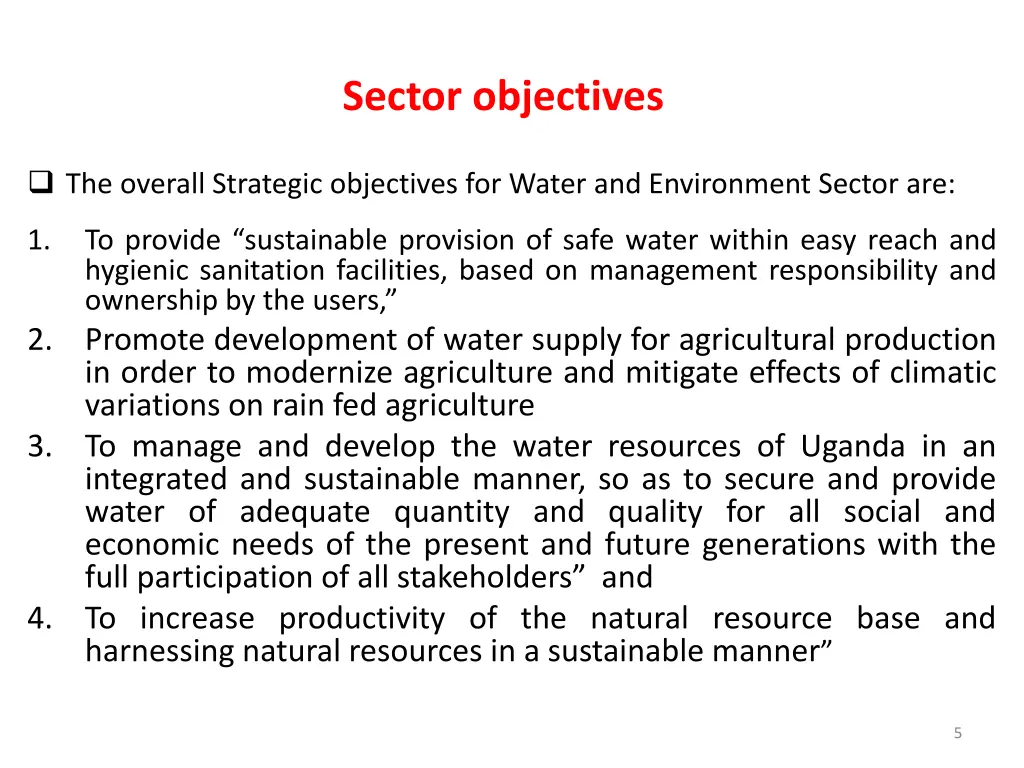 sector objectives