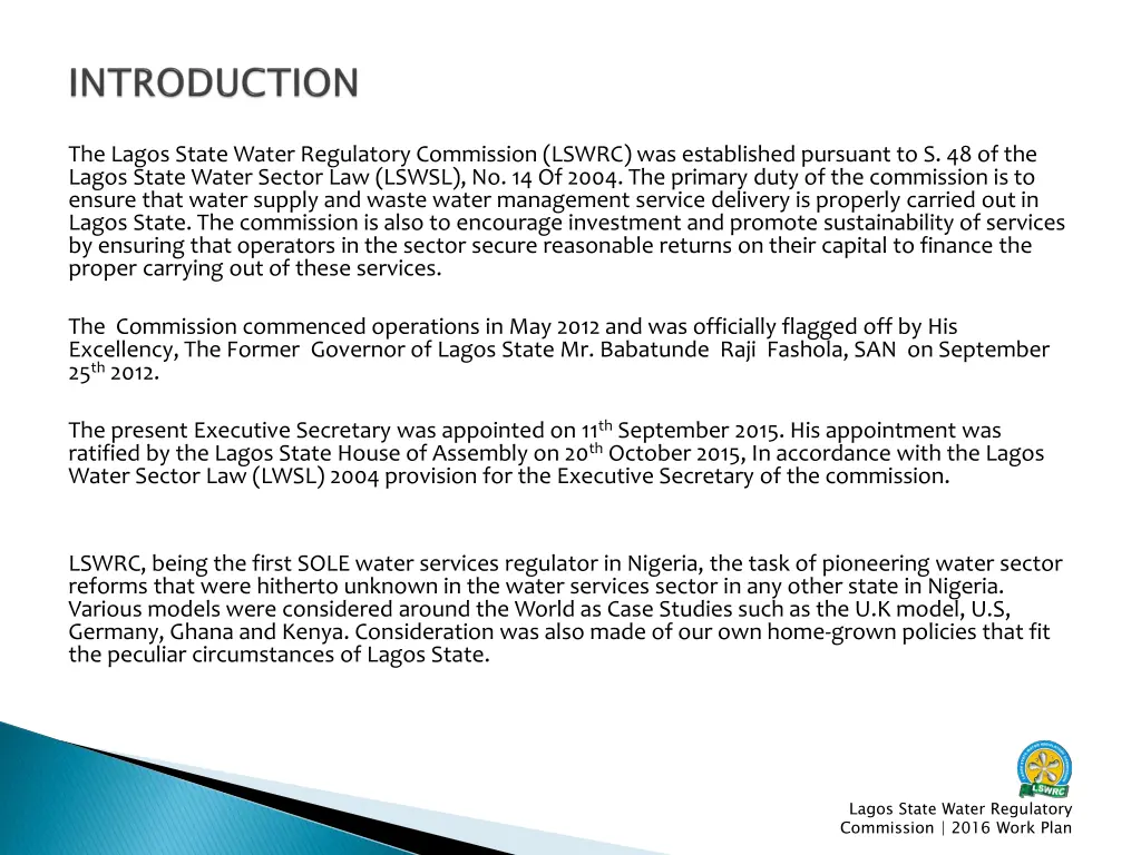 the lagos state water regulatory commission lswrc