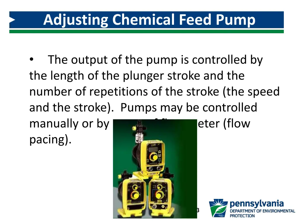 adjusting chemical feed pump dosage