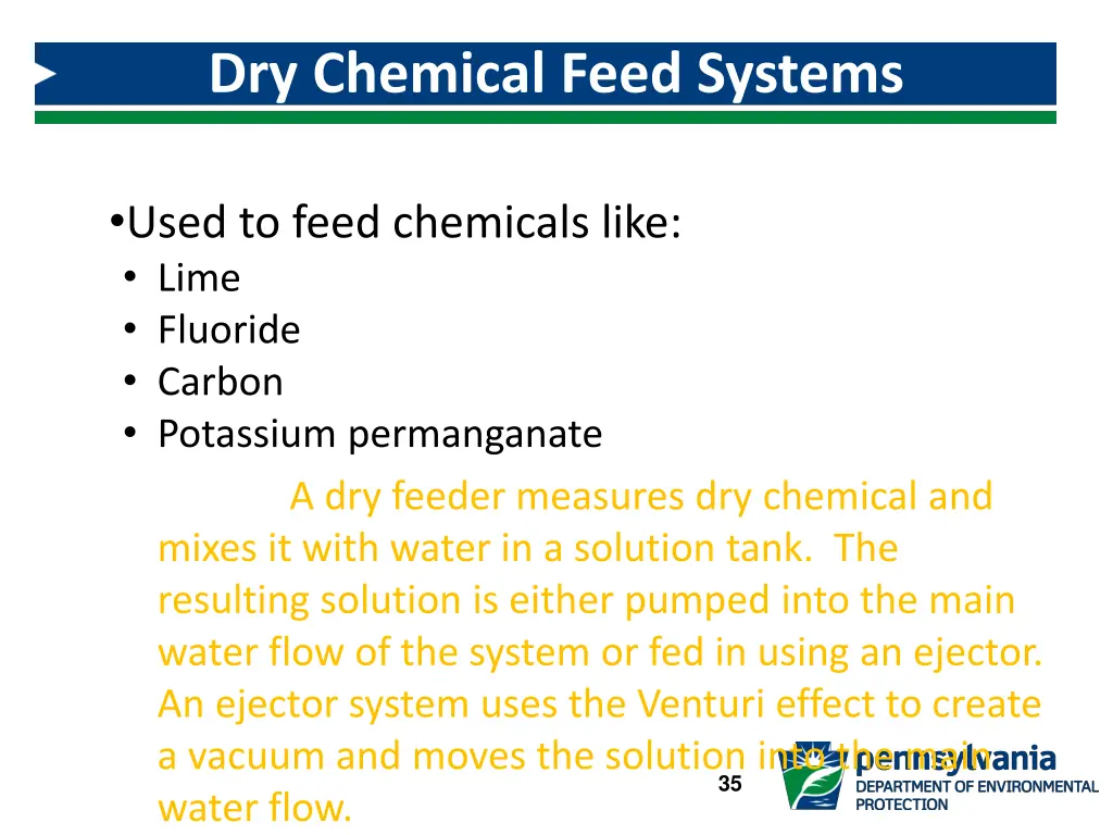 dry chemical feed systems