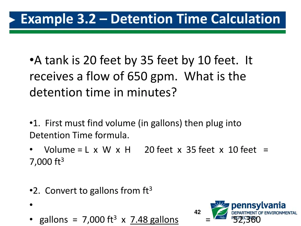 example 3 2 detention time calculation