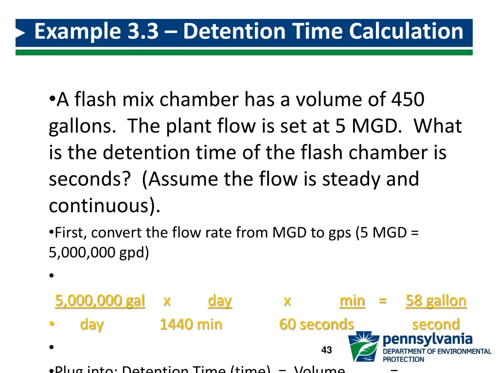 example 3 3 detention time calculation