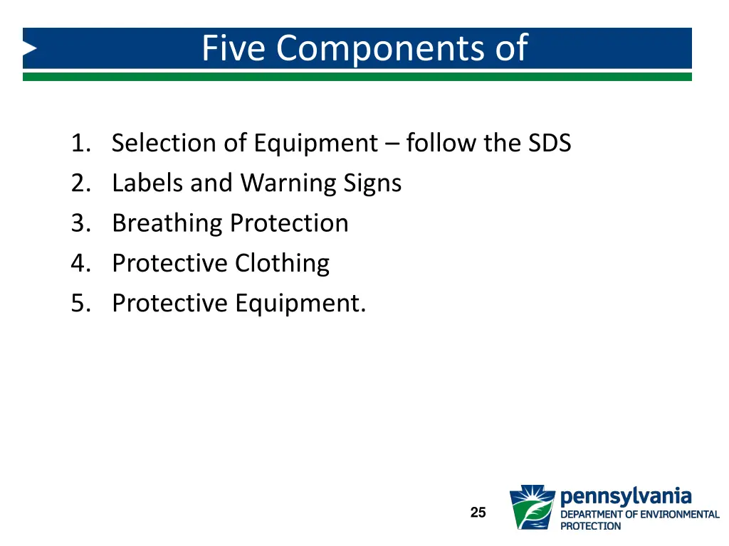 five components of chemical handling equipment