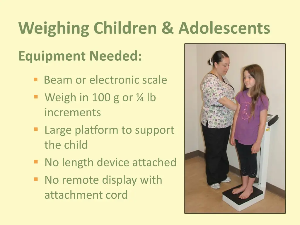 weighing children adolescents