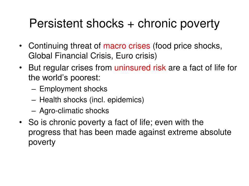 persistent shocks chronic poverty