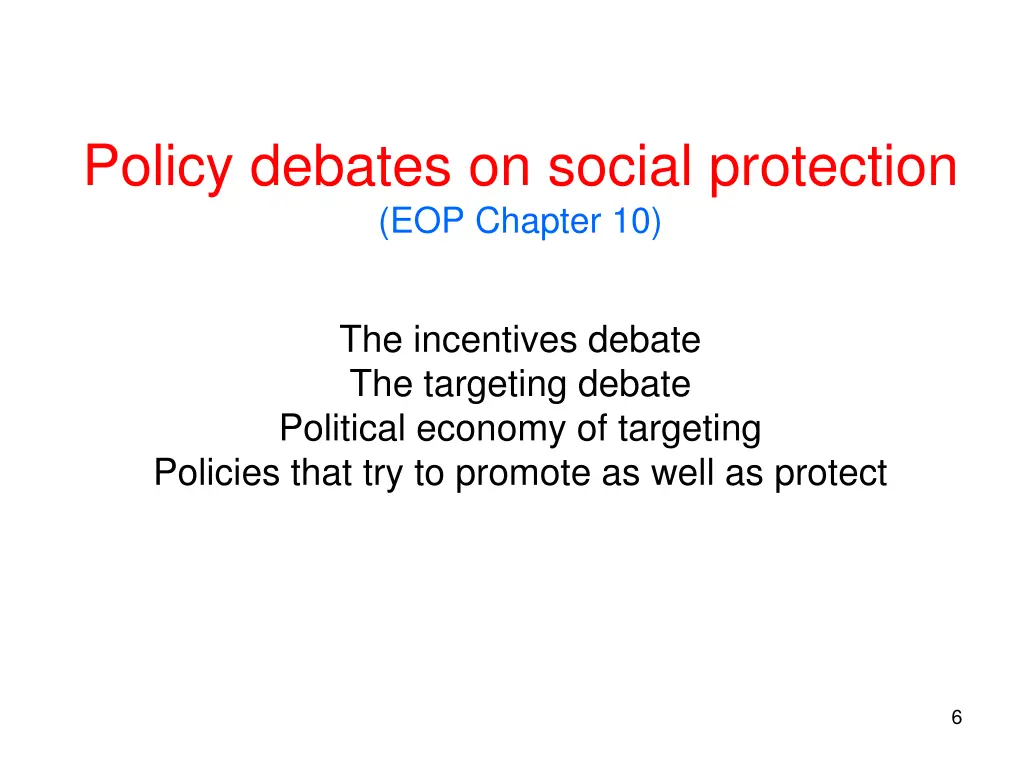 policy debates on social protection eop chapter 10