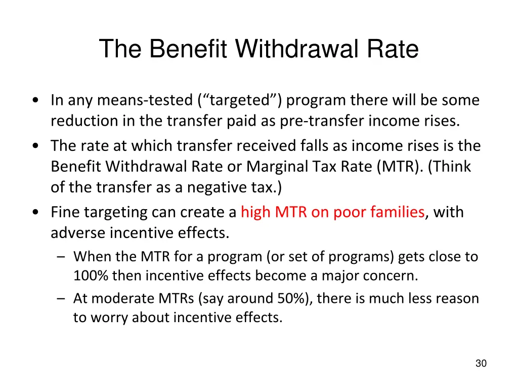 the benefit withdrawal rate