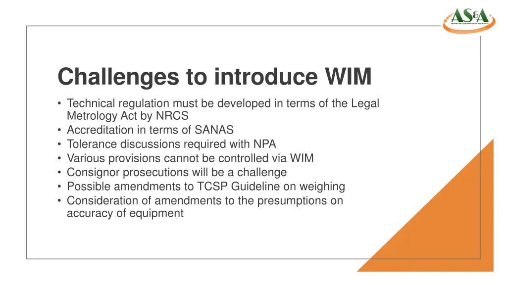 challenges to introduce wim