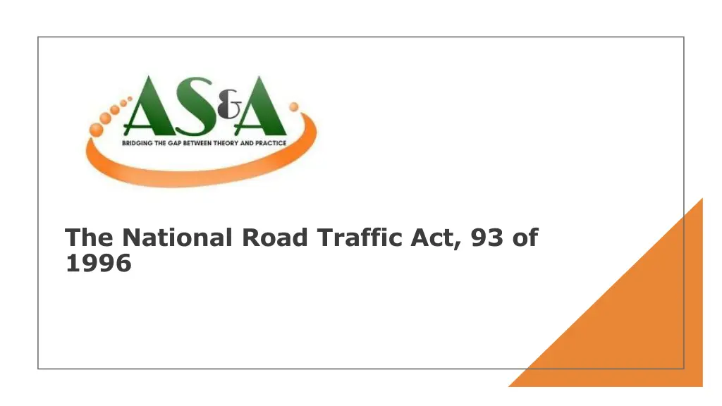 the national road traffic act 93 of 1996