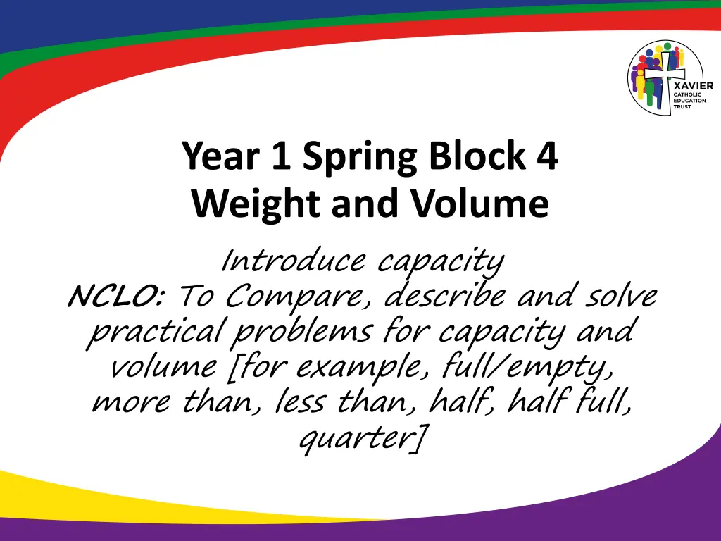 year 1 spring block 4 weight and volume introduce