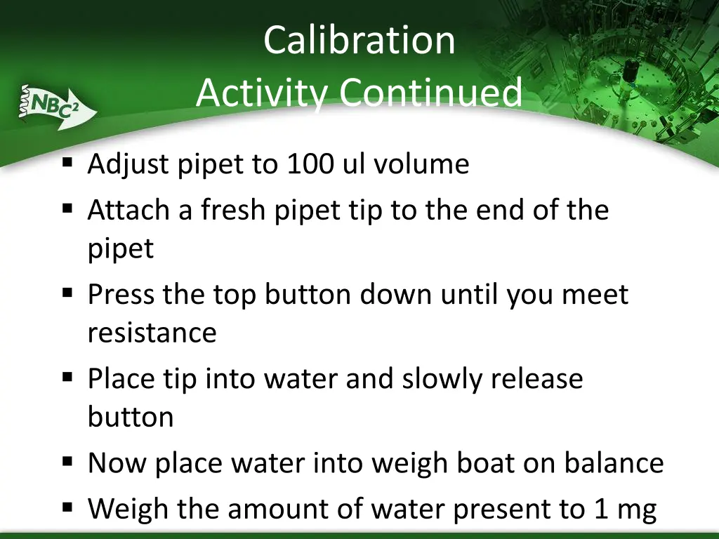 calibration activity continued