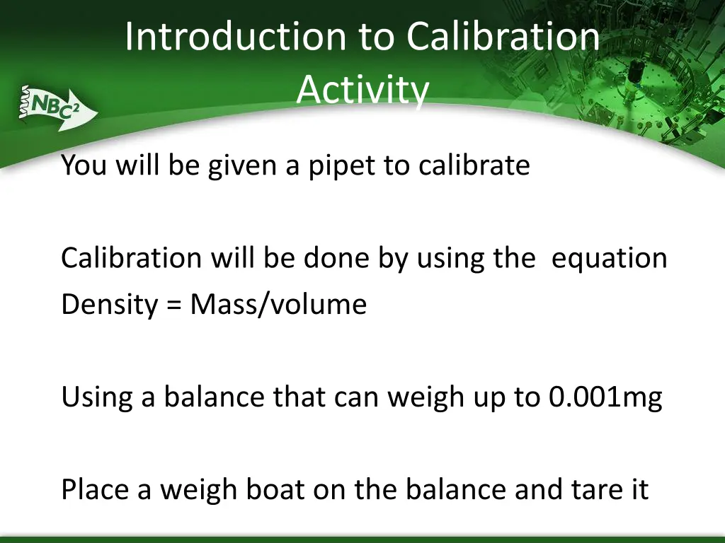 introduction to calibration activity