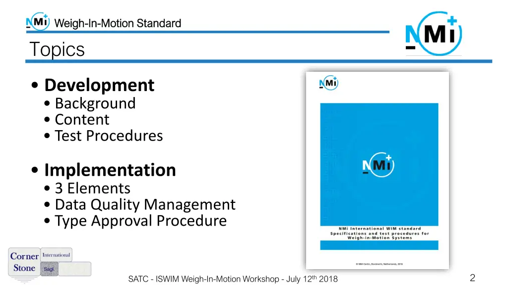 weigh weigh in in motion standard motion standard