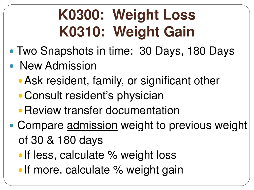 k0300 weight loss k0310 weight gain two snapshots