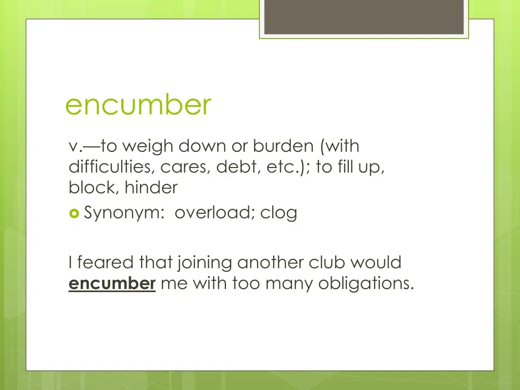 encumber