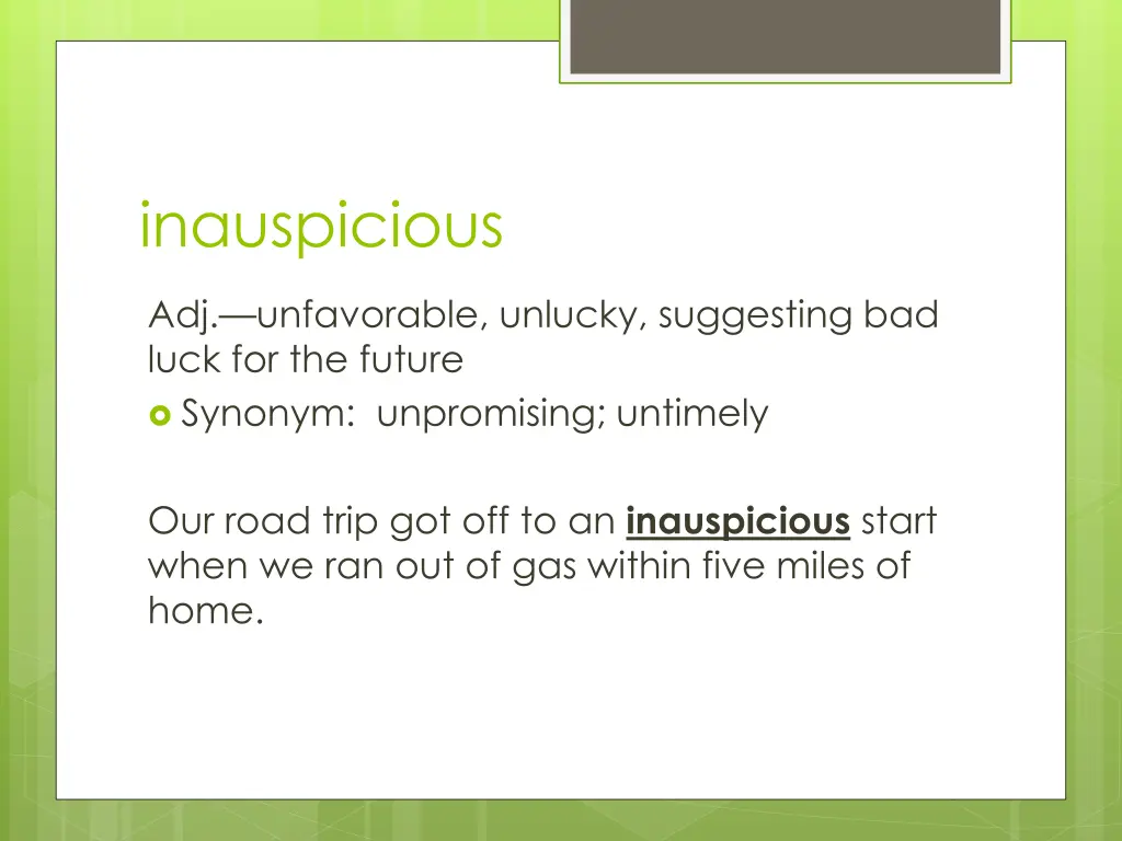 inauspicious