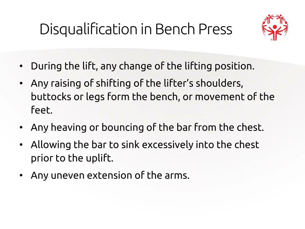 disqualification in bench press