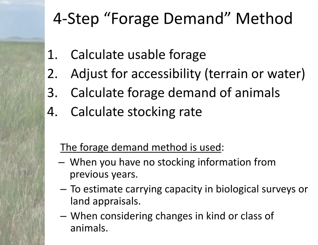 4 step forage demand method