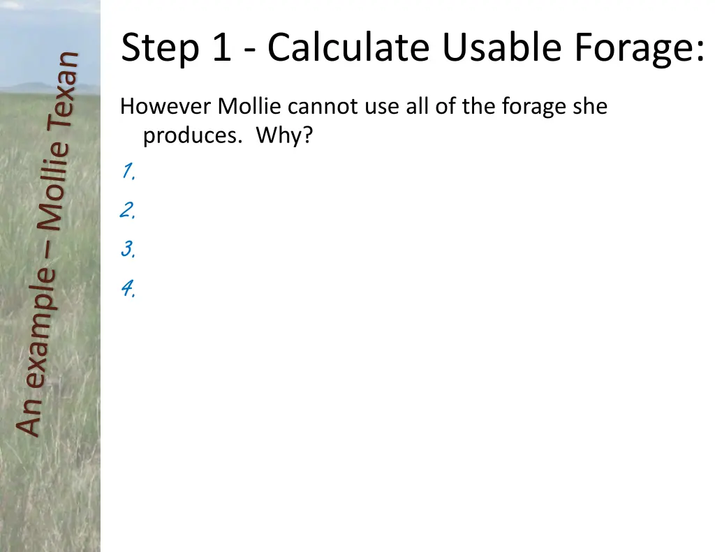 step 1 calculate usable forage 2