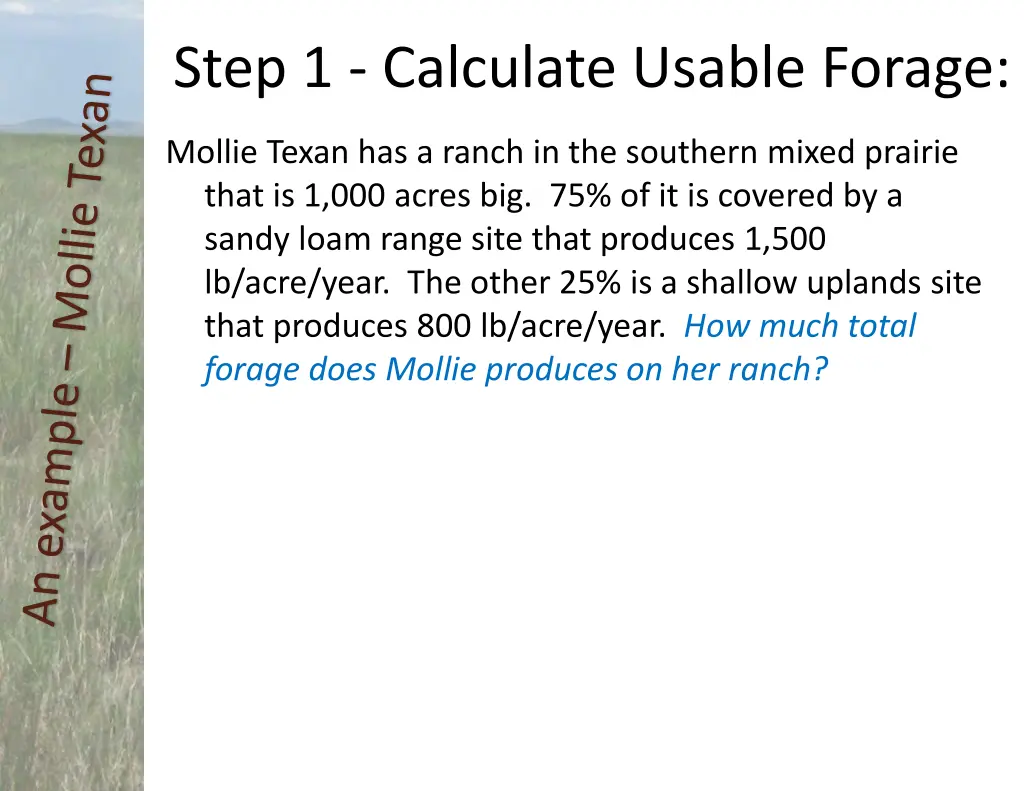 step 1 calculate usable forage