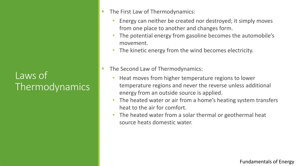 the first law of thermodynamics energy