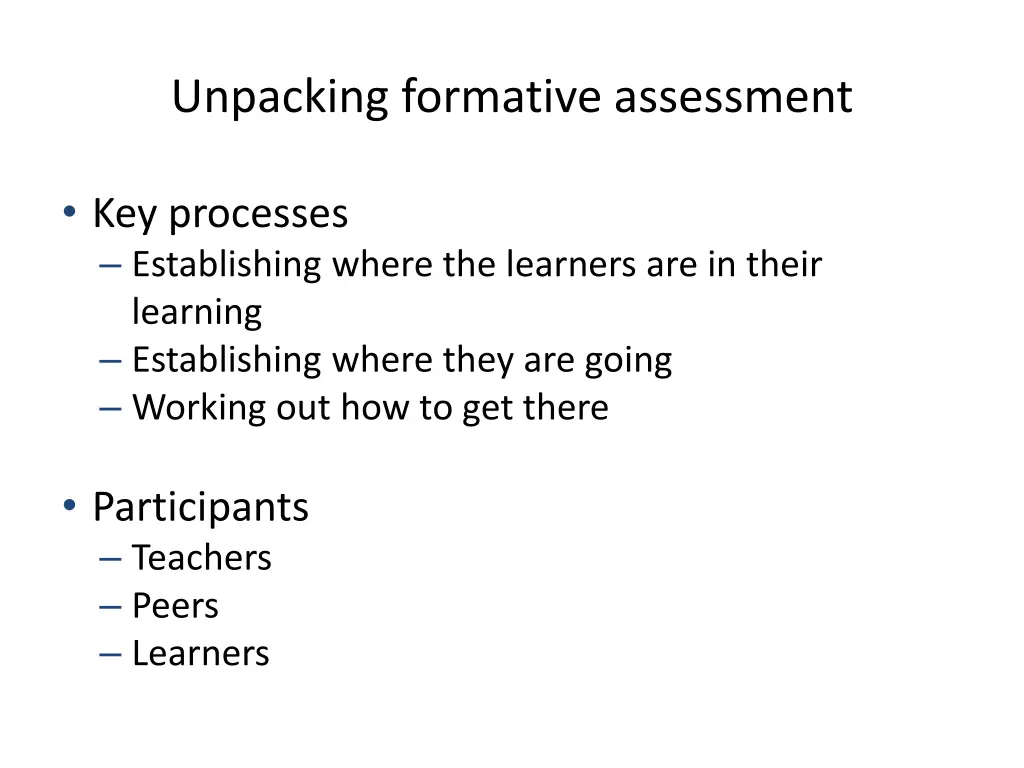 unpacking formative assessment