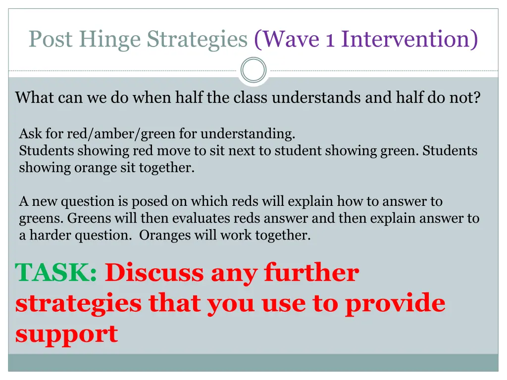 post hinge strategies wave 1 intervention