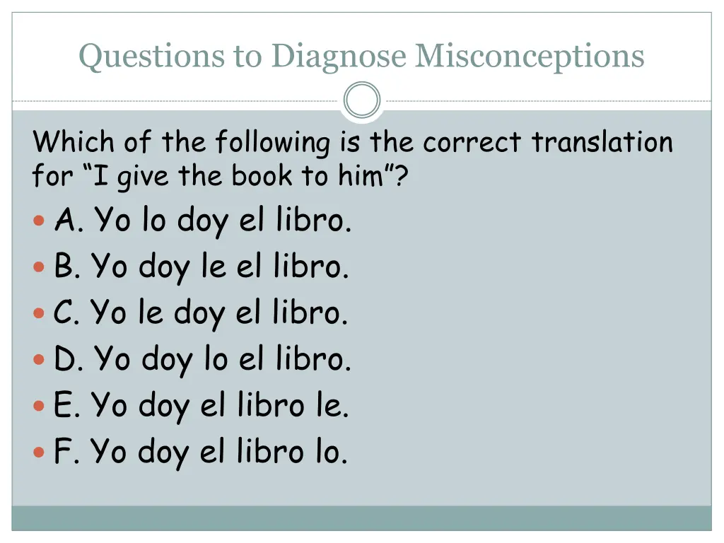 questions to diagnose misconceptions