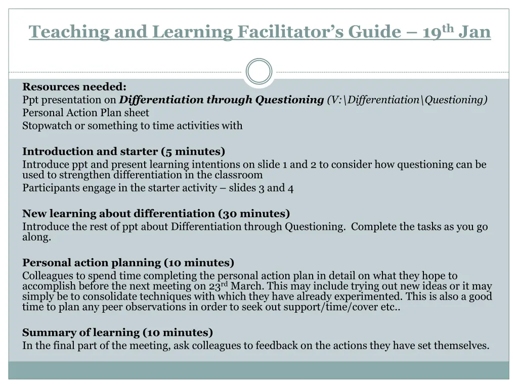 teaching and learning facilitator s guide