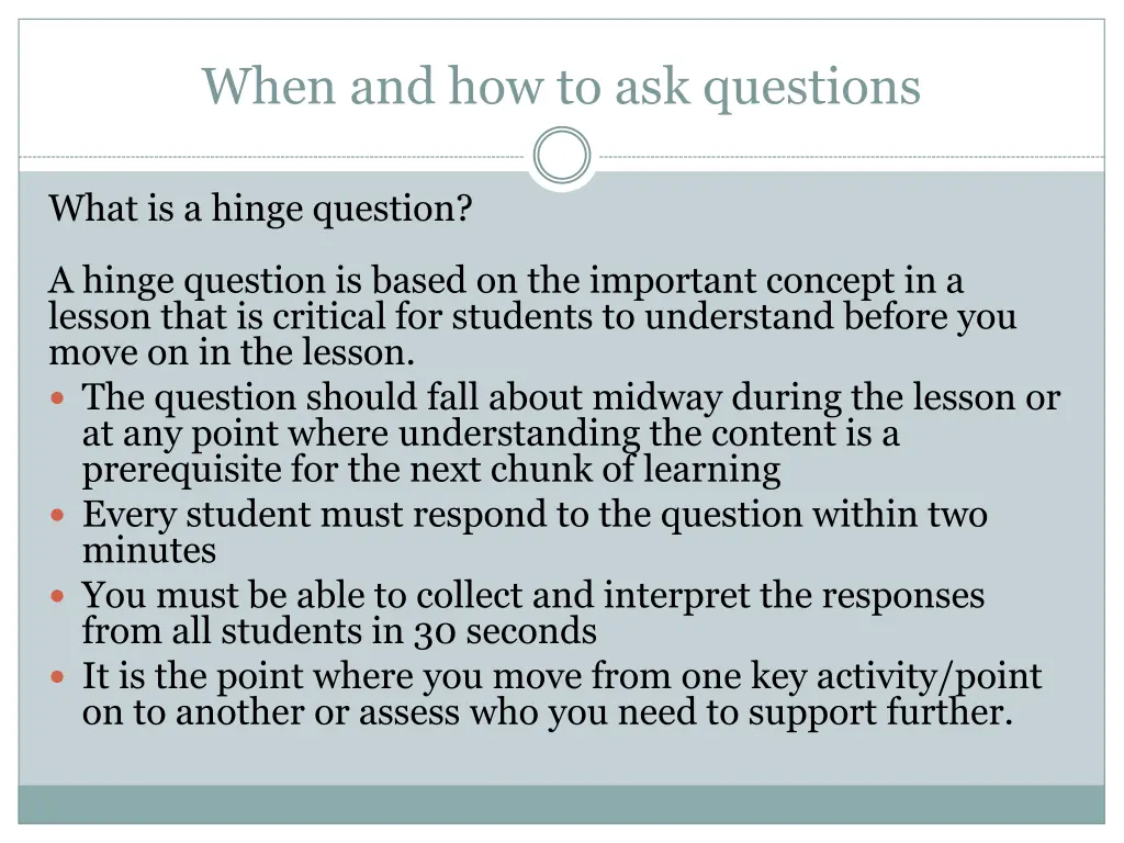 when and how to ask questions