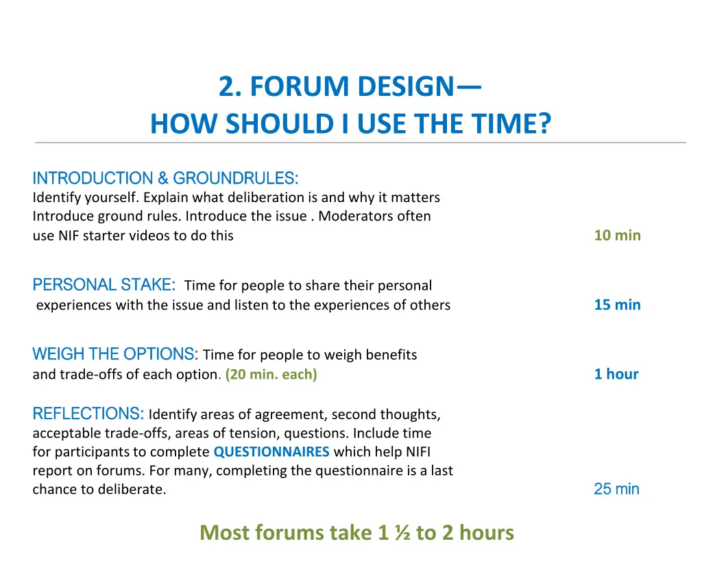 2 forum design how should i use the time