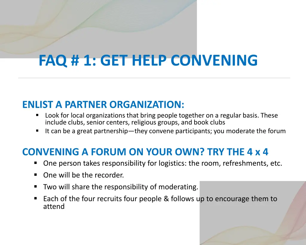 faq 1 get help convening