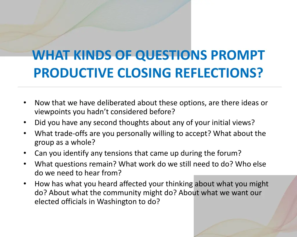 what kinds of questions prompt productive closing