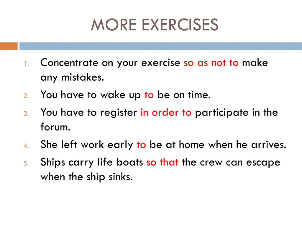 more exercises