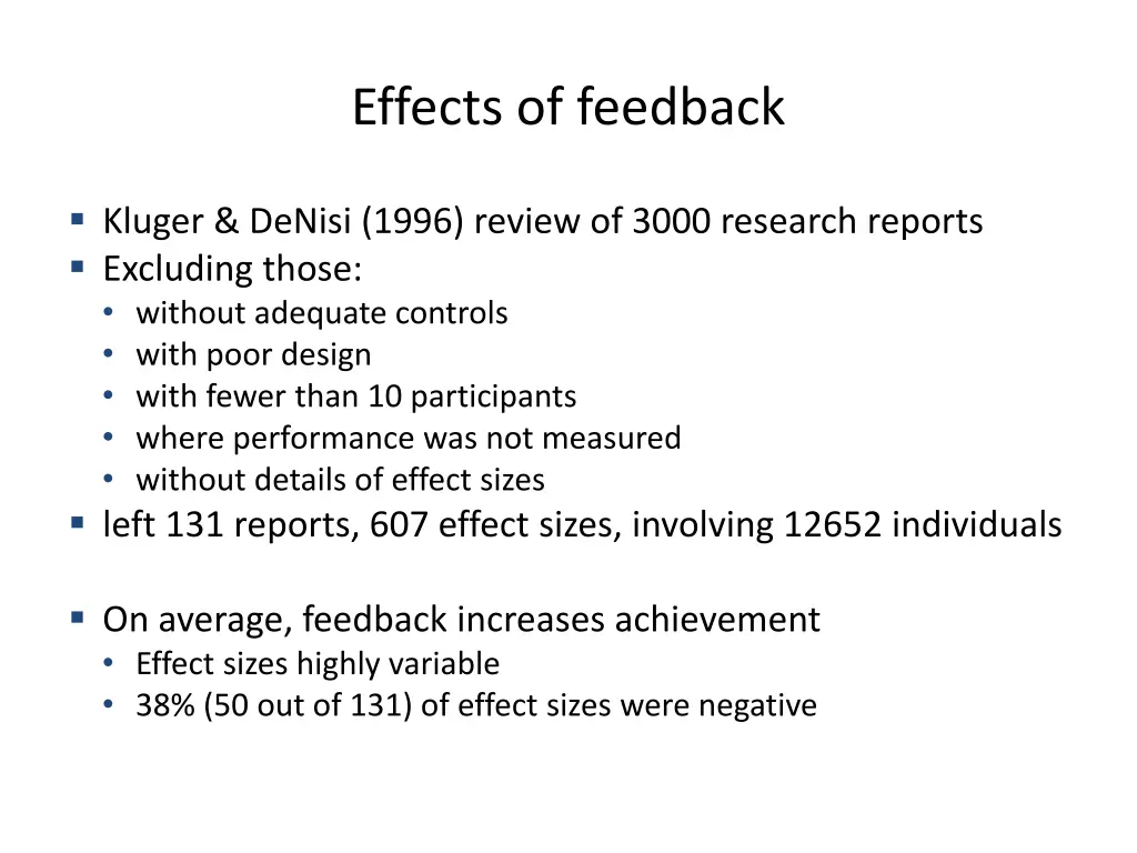 effects of feedback