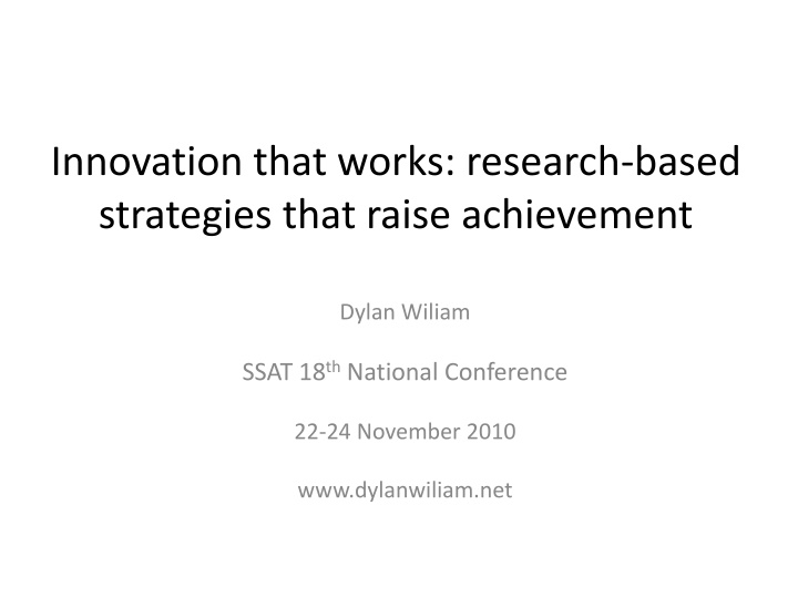 innovation that works research based strategies