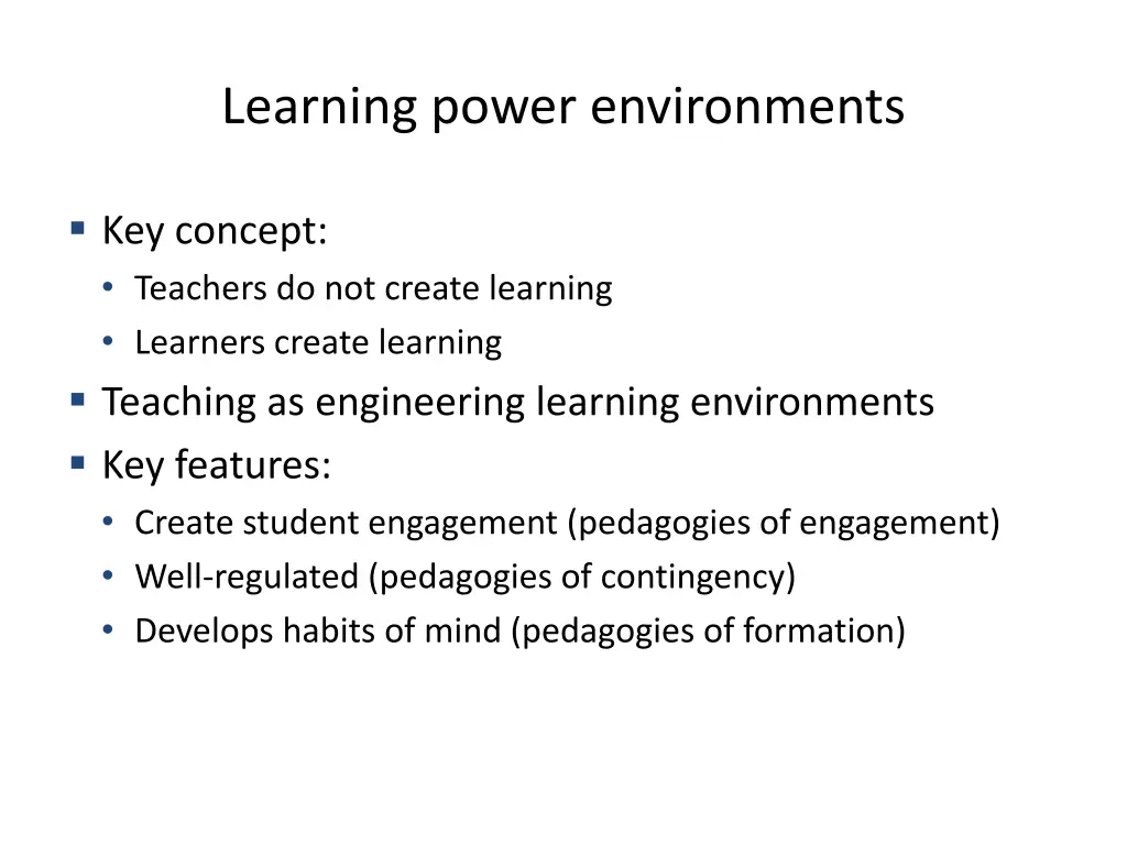 learning power environments