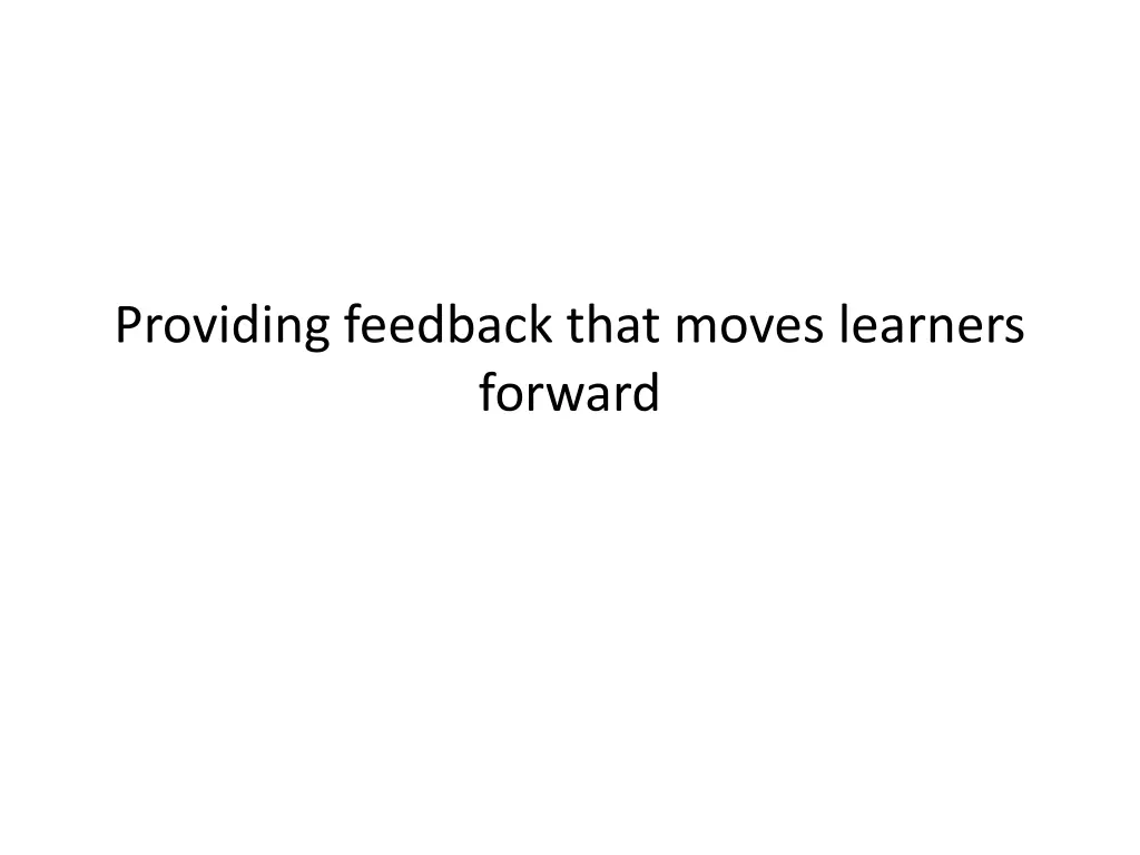 providing feedback that moves learners forward