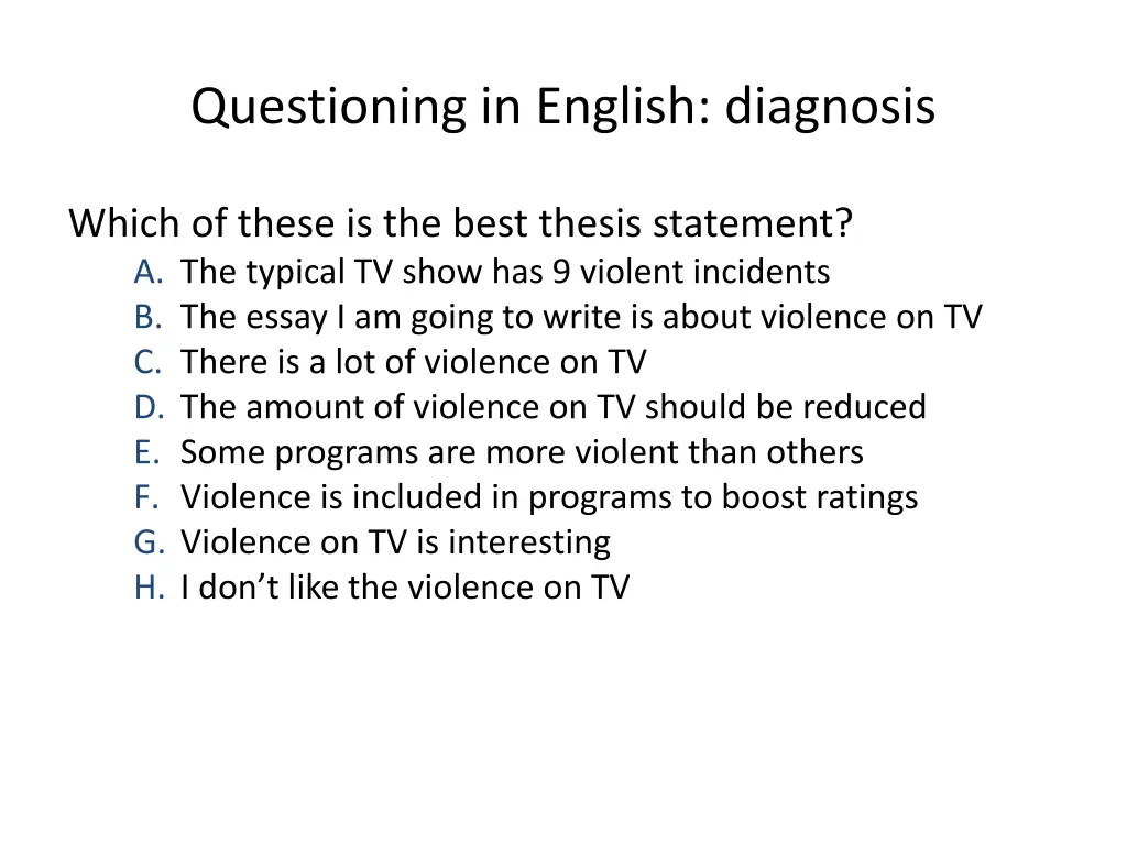 questioning in english diagnosis 1