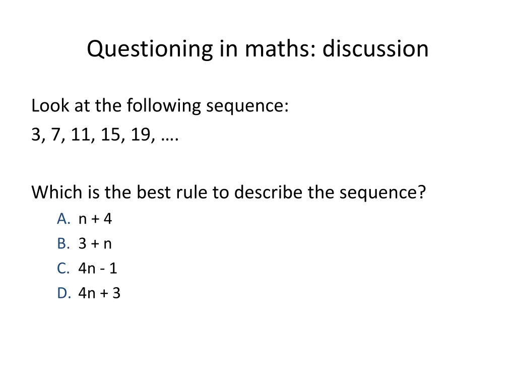 questioning in maths discussion