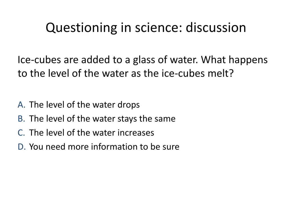 questioning in science discussion