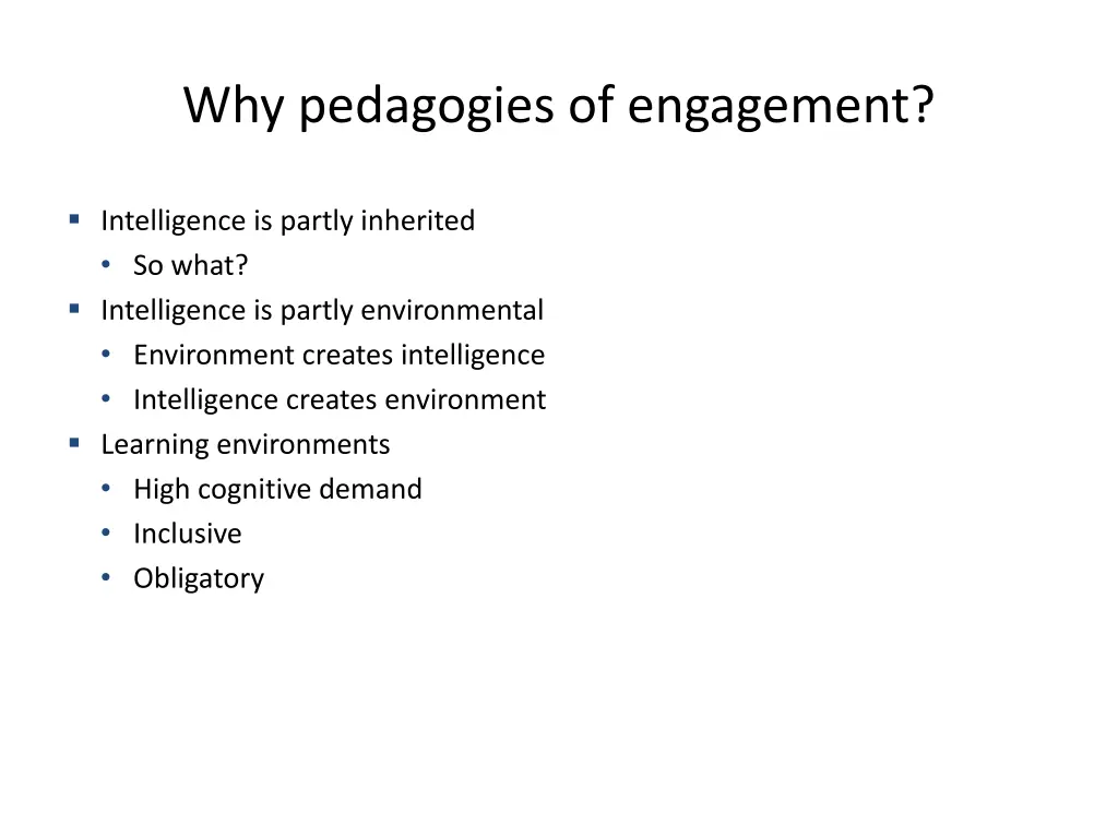 why pedagogies of engagement