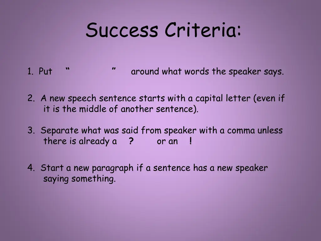 success criteria