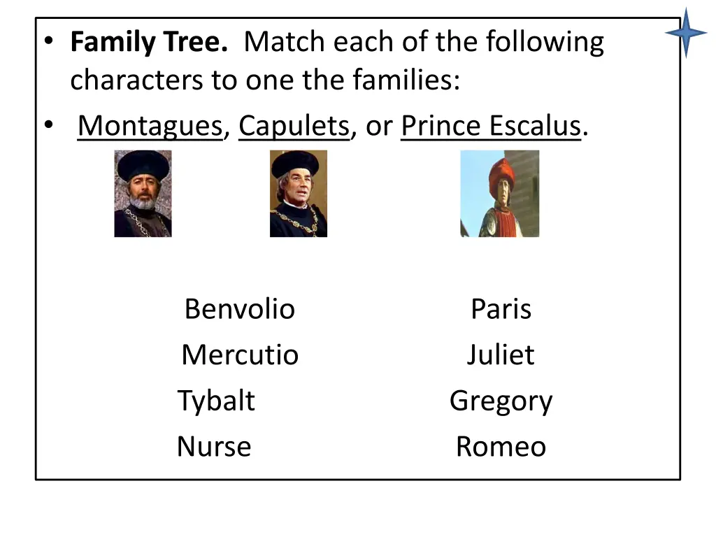 family tree match each of the following