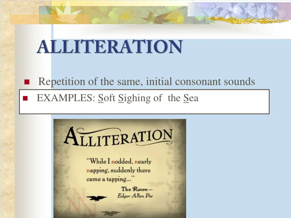 repetition of the same initial consonant sounds