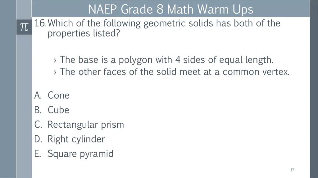 naep grade 8 math warm ups 16 which